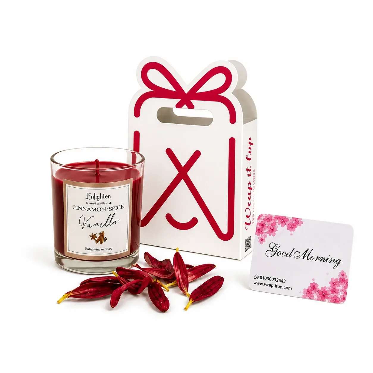 Candle + Gift Bag + Dried Flowers + Greeting Card