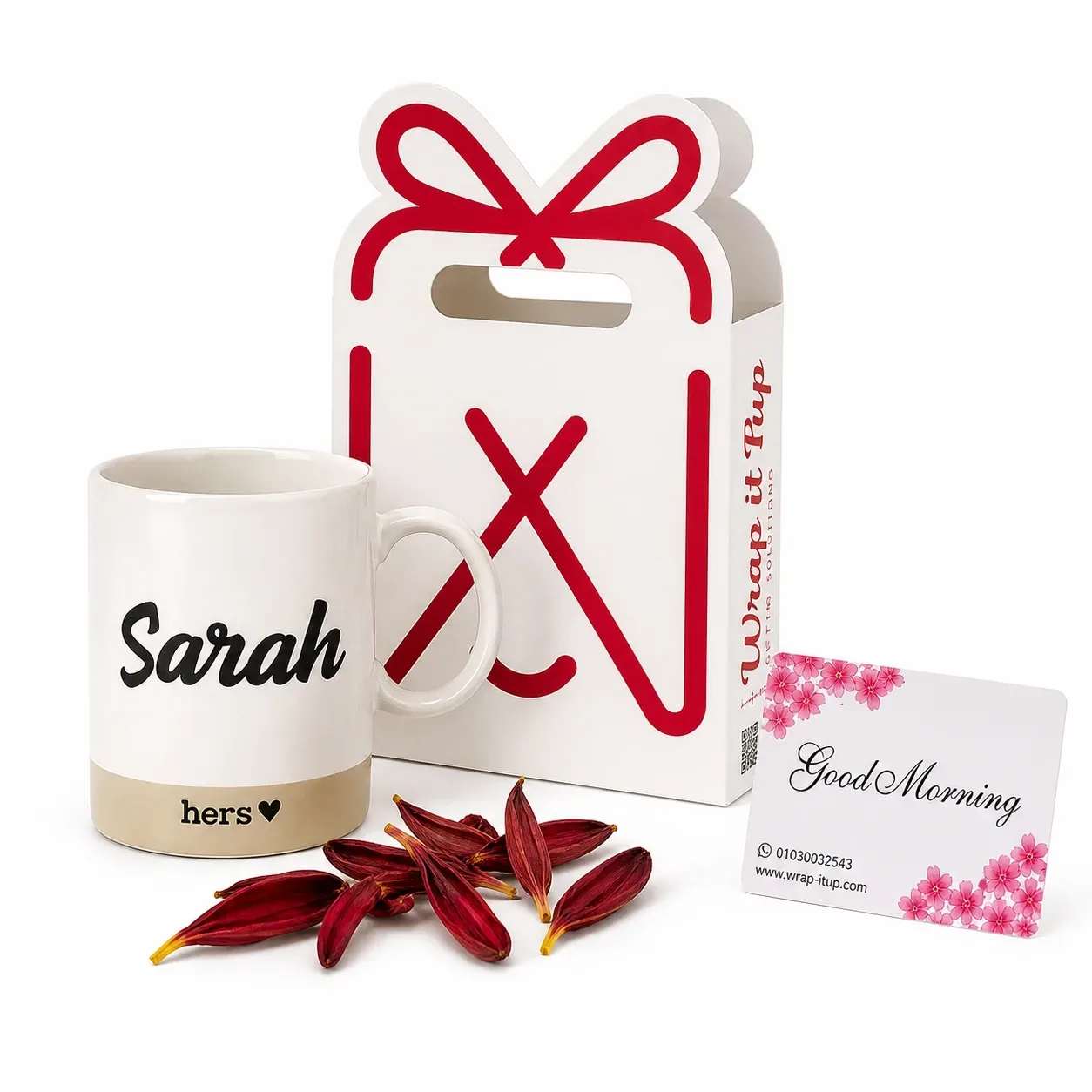 Mug customize + Gift Bag + Dried Flowers + Greeting