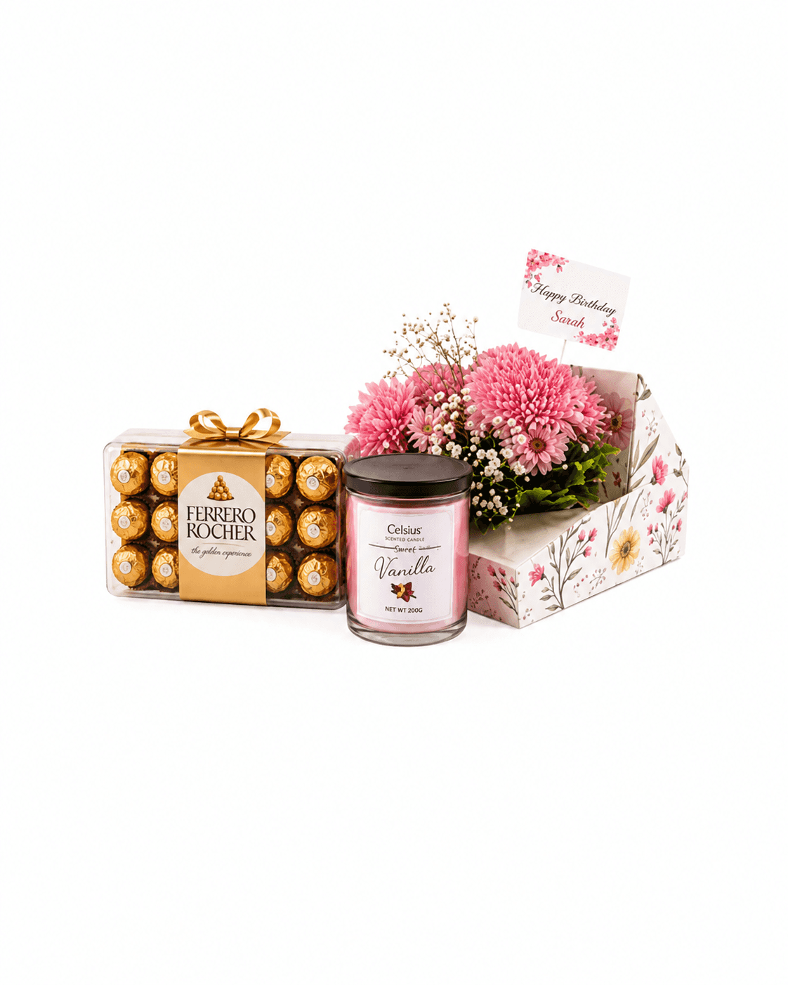 Luxury Ferrero, Candle & Flower Gift Box
