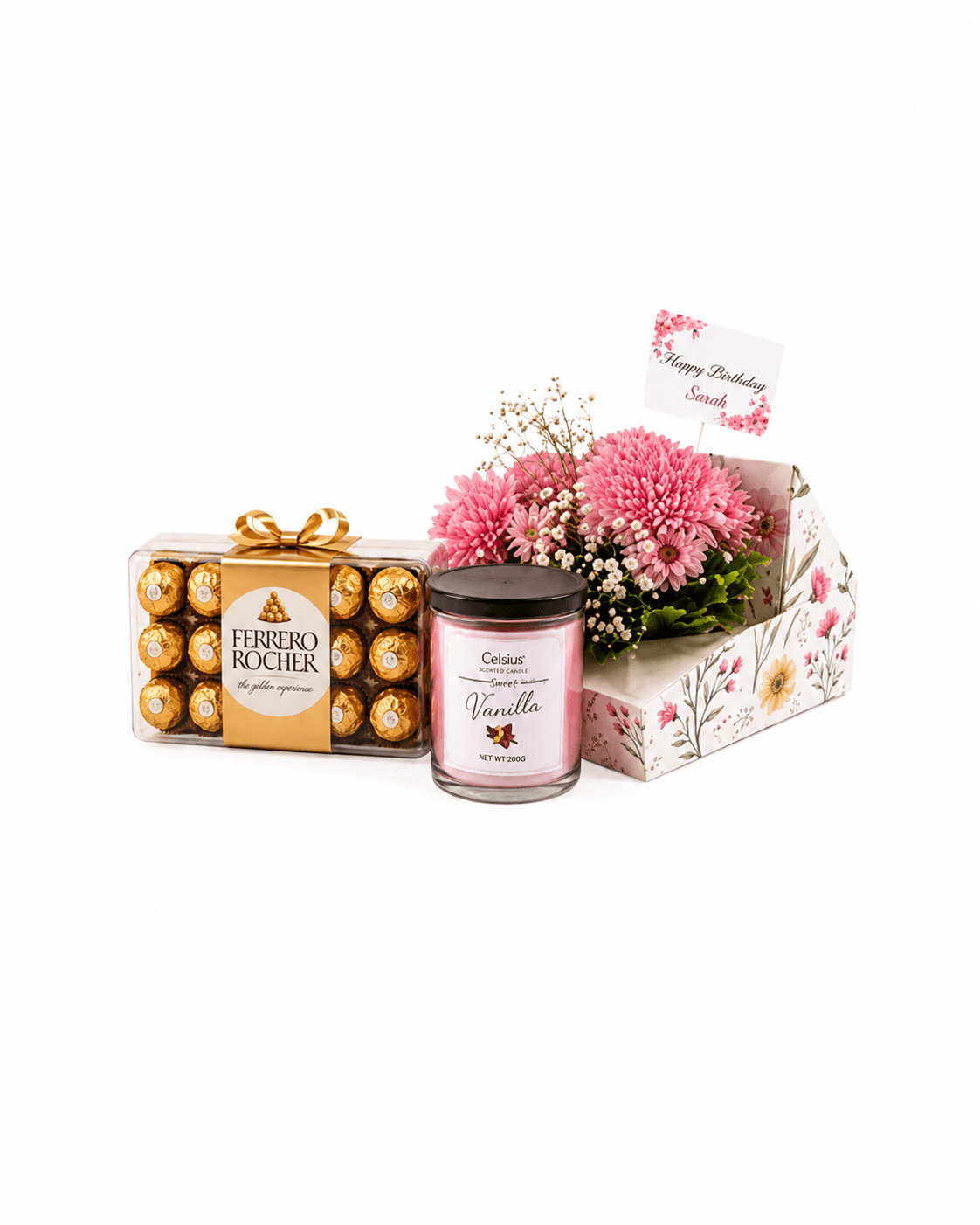 Luxury Ferrero, Candle & Flower Gift Box