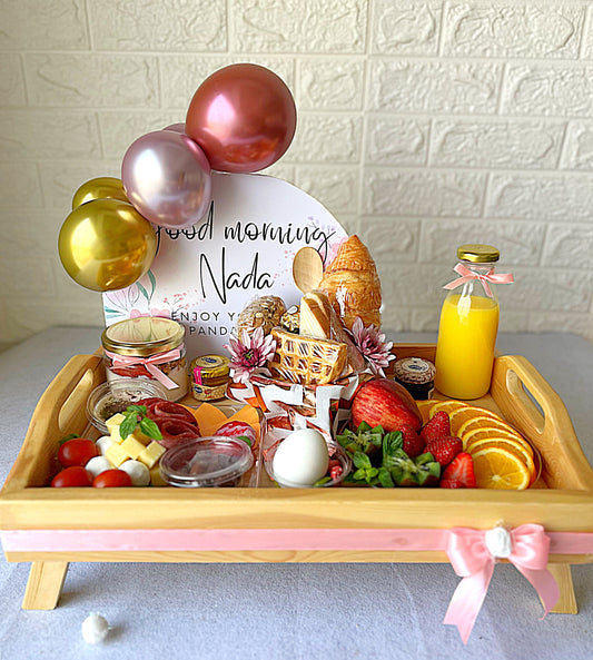 Wooden Breakfast Tray for one person