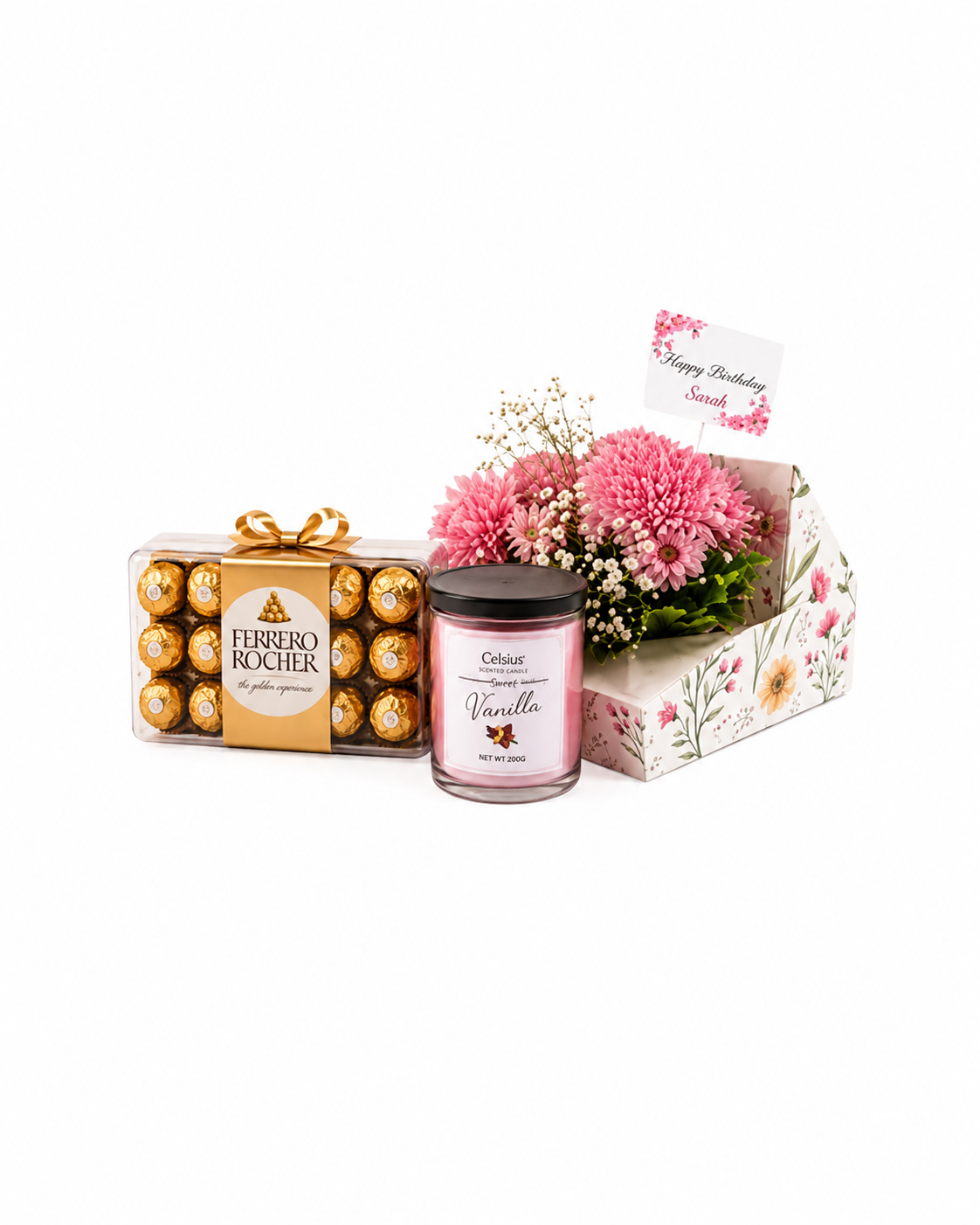 Luxury Ferrero, Candle & Flower Gift Box
